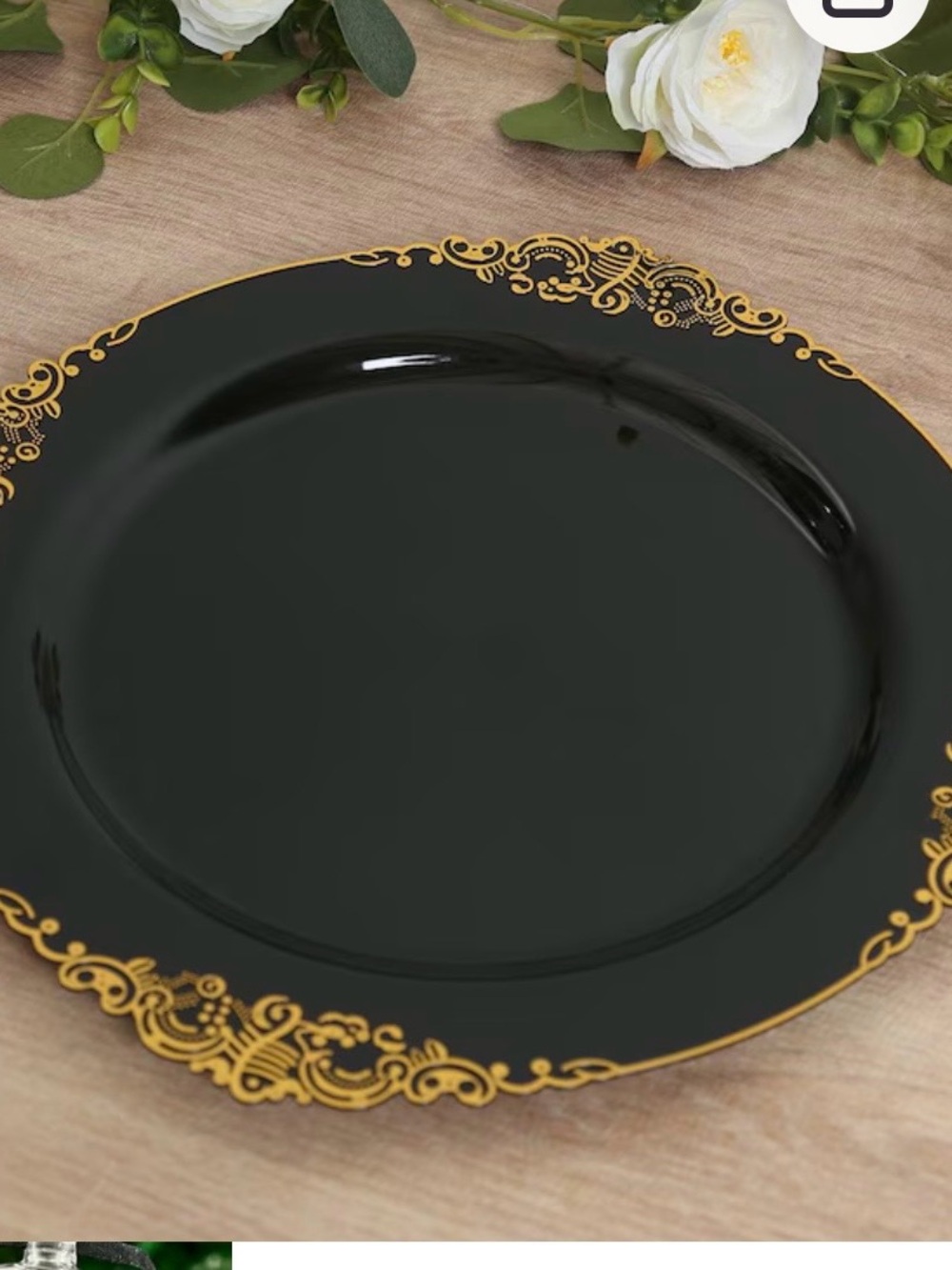 Black and Gold Decorative Charger Plate - Elegant Home Dining